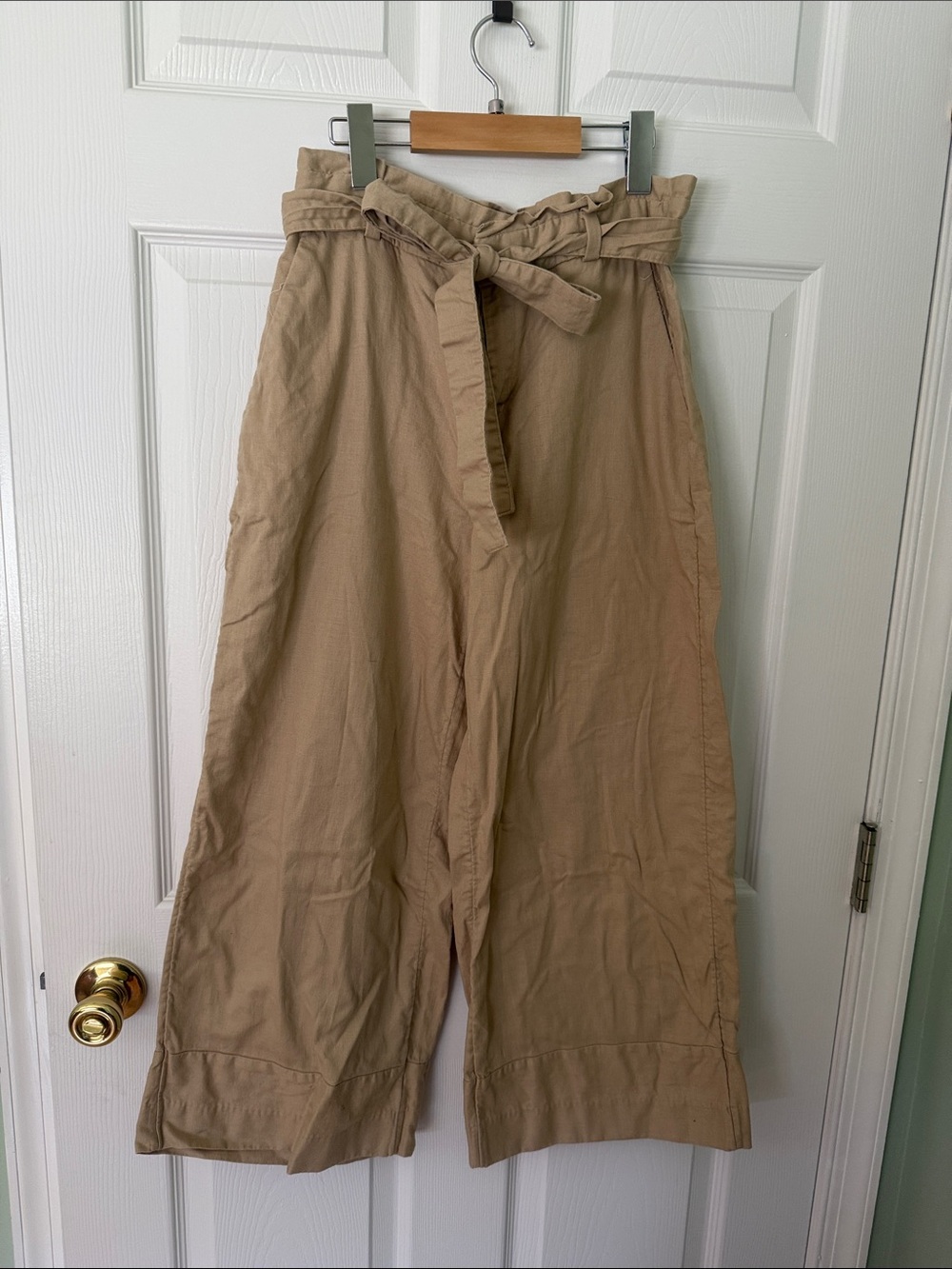 Banana Republic Blake Crop Paperbag Waist Wide-Leg Pants - Tan